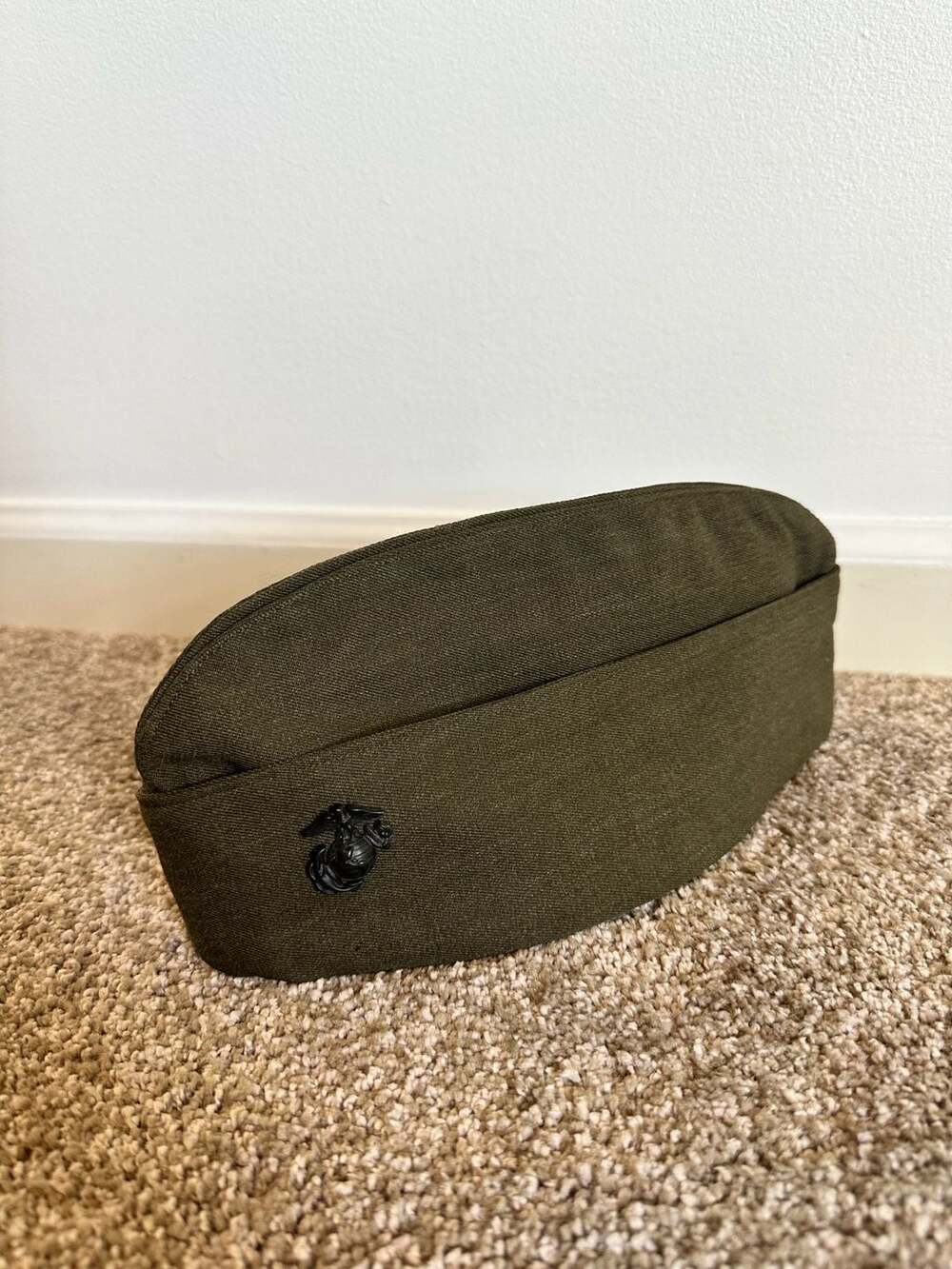 USMC Marine Corps Olive Drab Garrison Cap with EGA Pin